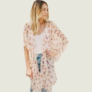 3 for$15 LC Peach Floral High-low Kimono